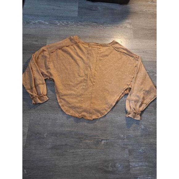 We The Free Melodi Henley Top Sz S Dolman Sleeve Cropped Boho Casual Round Hem - Picture 7 of 8